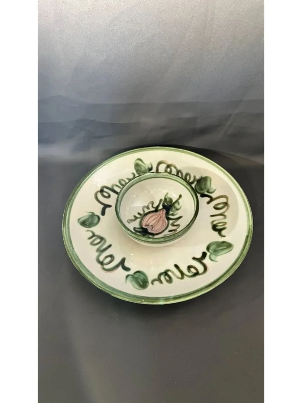 John Taylor Ceramic Dip Serveset Green & Pink Artistry